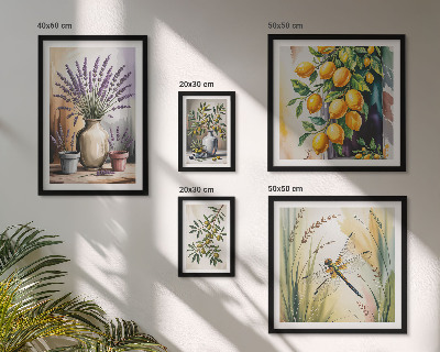 Decorațiune de perete set tablouri Măsline cu lămâie florale rustice
