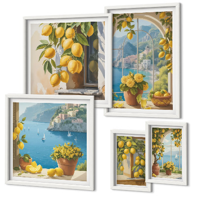 Decorațiune de perete set tablouri Accente de lămâie, aromă de mare din Provence