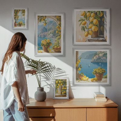Decorațiune de perete set tablouri Accente de lămâie, aromă de mare din Provence