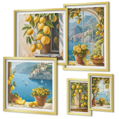 Decorațiune de perete set tablouri Accente de lămâie, aromă de mare din Provence