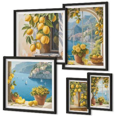 Decorațiune de perete set tablouri Accente de lămâie, aromă de mare din Provence