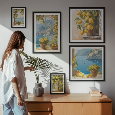 Decorațiune de perete set tablouri Accente de lămâie, aromă de mare din Provence