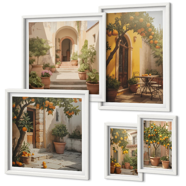 Decorațiune de perete set tablouri Străzi portocalii fermecătoare
