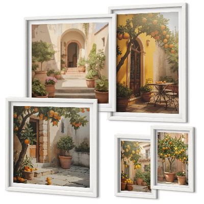 Decorațiune de perete set tablouri Străzi portocalii fermecătoare