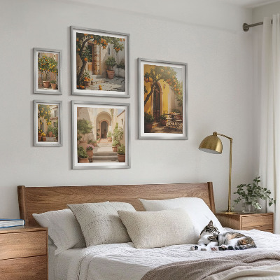 Decorațiune de perete set tablouri Străzi portocalii fermecătoare