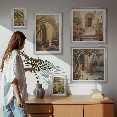 Decorațiune de perete set tablouri Străzi portocalii fermecătoare