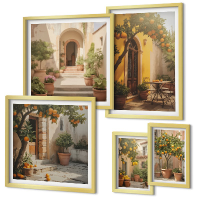 Decorațiune de perete set tablouri Străzi portocalii fermecătoare