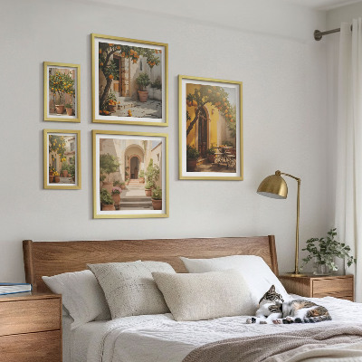 Decorațiune de perete set tablouri Străzi portocalii fermecătoare