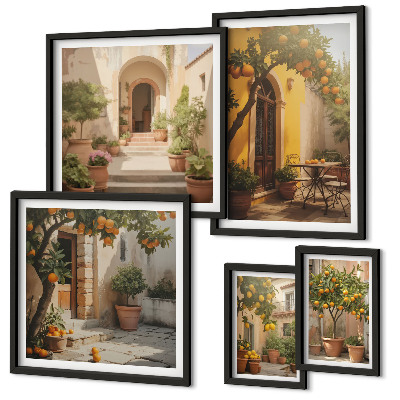 Decorațiune de perete set tablouri Străzi portocalii fermecătoare