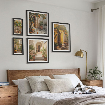 Decorațiune de perete set tablouri Străzi portocalii fermecătoare