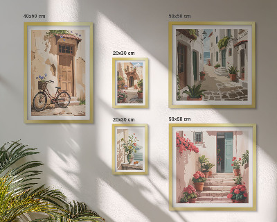 Decorațiune de perete set tablouri Străzi fermecătoare cu bicicleta
