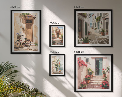 Decorațiune de perete set tablouri Străzi fermecătoare cu bicicleta