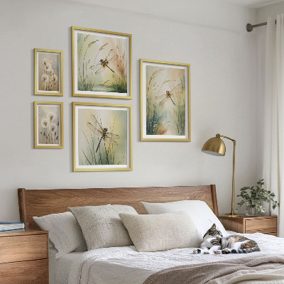 Decorațiune de perete set tablouri Motive naturale boho cu libelule