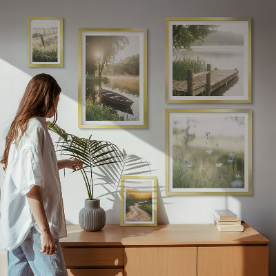 Decorațiune de perete set tablouri Peisaje liniștite cu ape verzi