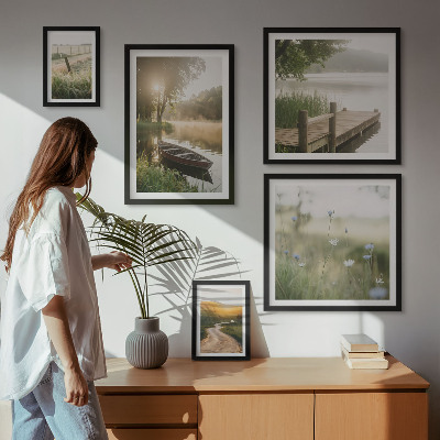 Decorațiune de perete set tablouri Peisaje liniștite cu ape verzi