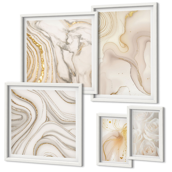 Decorațiune de perete set tablouri Compoziții abstracte bej