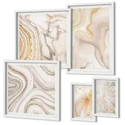 Decorațiune de perete set tablouri Compoziții abstracte bej