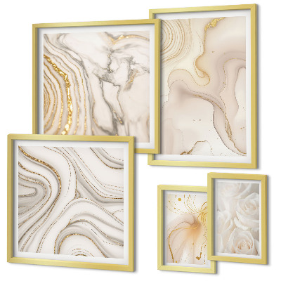 Decorațiune de perete set tablouri Compoziții abstracte bej
