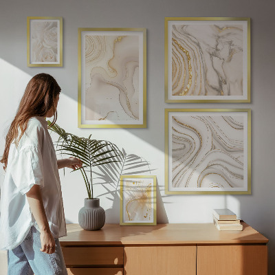 Decorațiune de perete set tablouri Compoziții abstracte bej