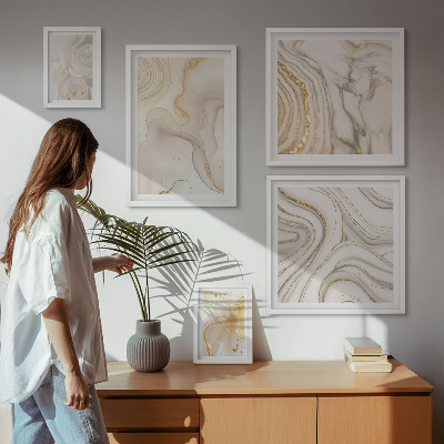 Decorațiune de perete set tablouri Compoziții abstracte bej