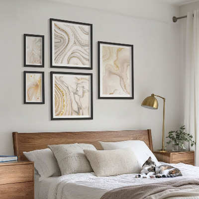 Decorațiune de perete set tablouri Compoziții abstracte bej