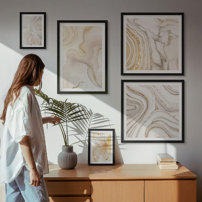 Decorațiune de perete set tablouri Compoziții abstracte bej