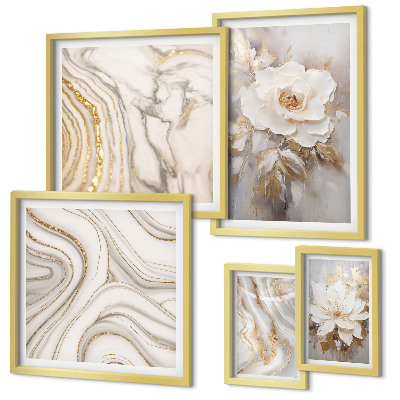 Polyptic înrămat Motive florale abstracte, eleganță