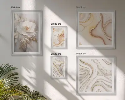 Tablou poliptic înrămat cu motive florale și eleganță abstractă