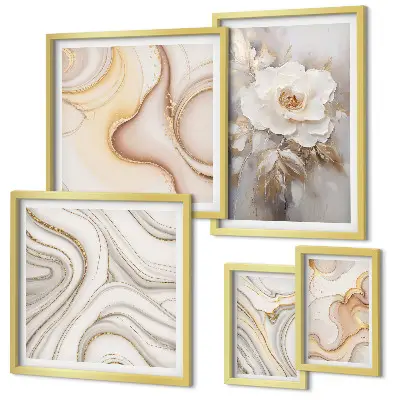 Tablou poliptic înrămat cu motive florale și eleganță abstractă