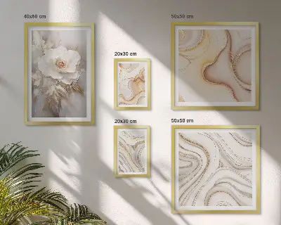 Tablou poliptic înrămat cu motive florale și eleganță abstractă