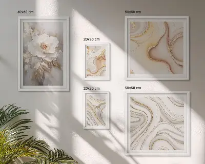 Tablou poliptic înrămat cu motive florale și eleganță abstractă