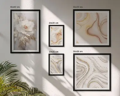 Tablou poliptic înrămat cu motive florale și eleganță abstractă