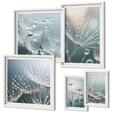 Decorațiune de perete set tablouri Plante minimaliste cu picături de rouă