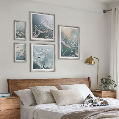 Decorațiune de perete set tablouri Plante minimaliste cu picături de rouă