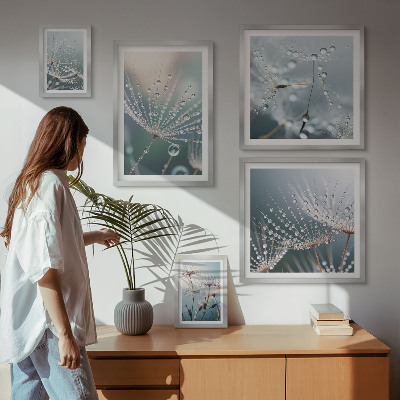 Decorațiune de perete set tablouri Plante minimaliste cu picături de rouă