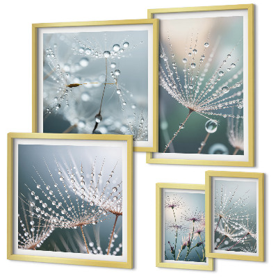 Decorațiune de perete set tablouri Plante minimaliste cu picături de rouă
