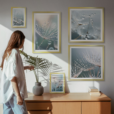 Decorațiune de perete set tablouri Plante minimaliste cu picături de rouă