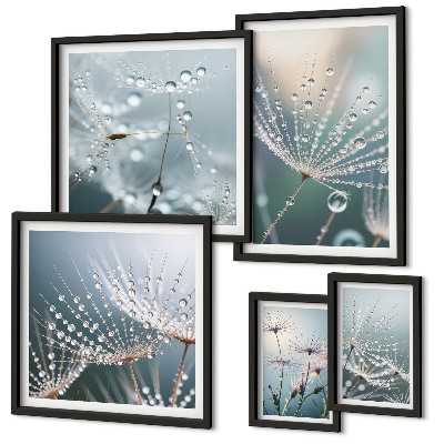 Decorațiune de perete set tablouri Plante minimaliste cu picături de rouă