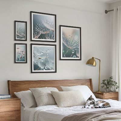 Decorațiune de perete set tablouri Plante minimaliste cu picături de rouă