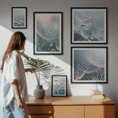 Decorațiune de perete set tablouri Plante minimaliste cu picături de rouă