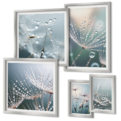 Decorațiune de perete set tablouri Plante minimaliste cu picături de rouă