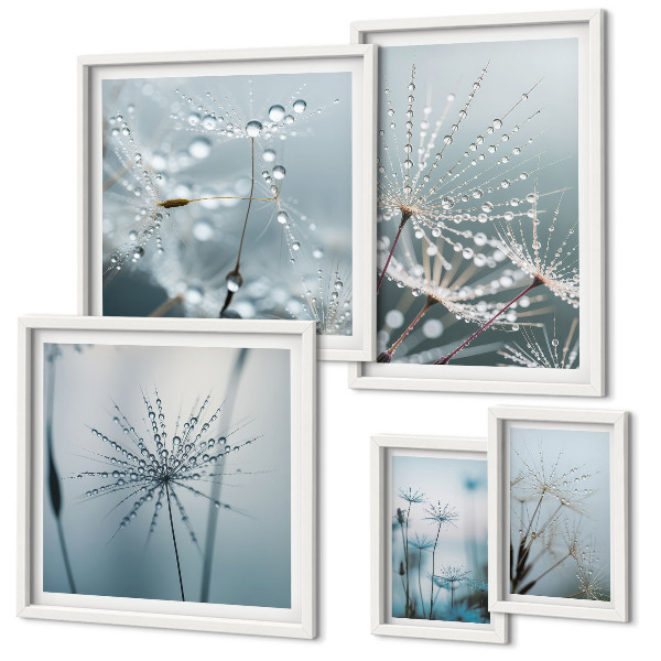 Decorațiune de perete set tablouri Picături de apă pe plante