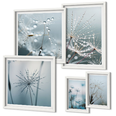 Decorațiune de perete set tablouri Picături de apă pe plante