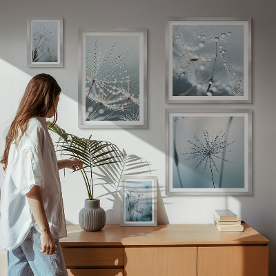 Decorațiune de perete set tablouri Picături de apă pe plante