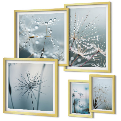 Decorațiune de perete set tablouri Picături de apă pe plante
