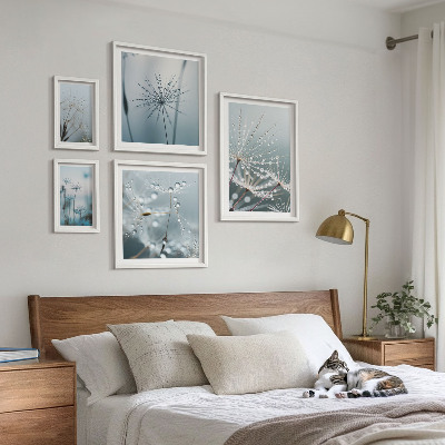 Decorațiune de perete set tablouri Picături de apă pe plante