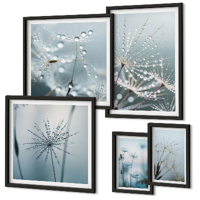 Decorațiune de perete set tablouri Picături de apă pe plante