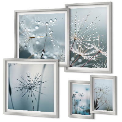 Decorațiune de perete set tablouri Picături de apă pe plante