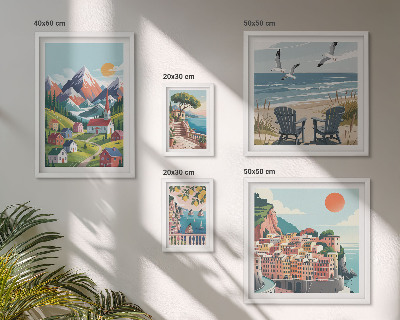 Polyptic înrămat Peisaje retro montane și marine