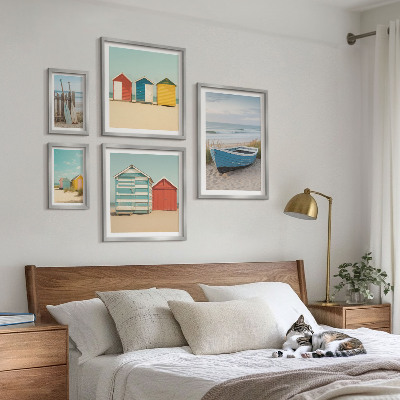 Decorațiune de perete set tablouri Vederi la mare, case, bărci